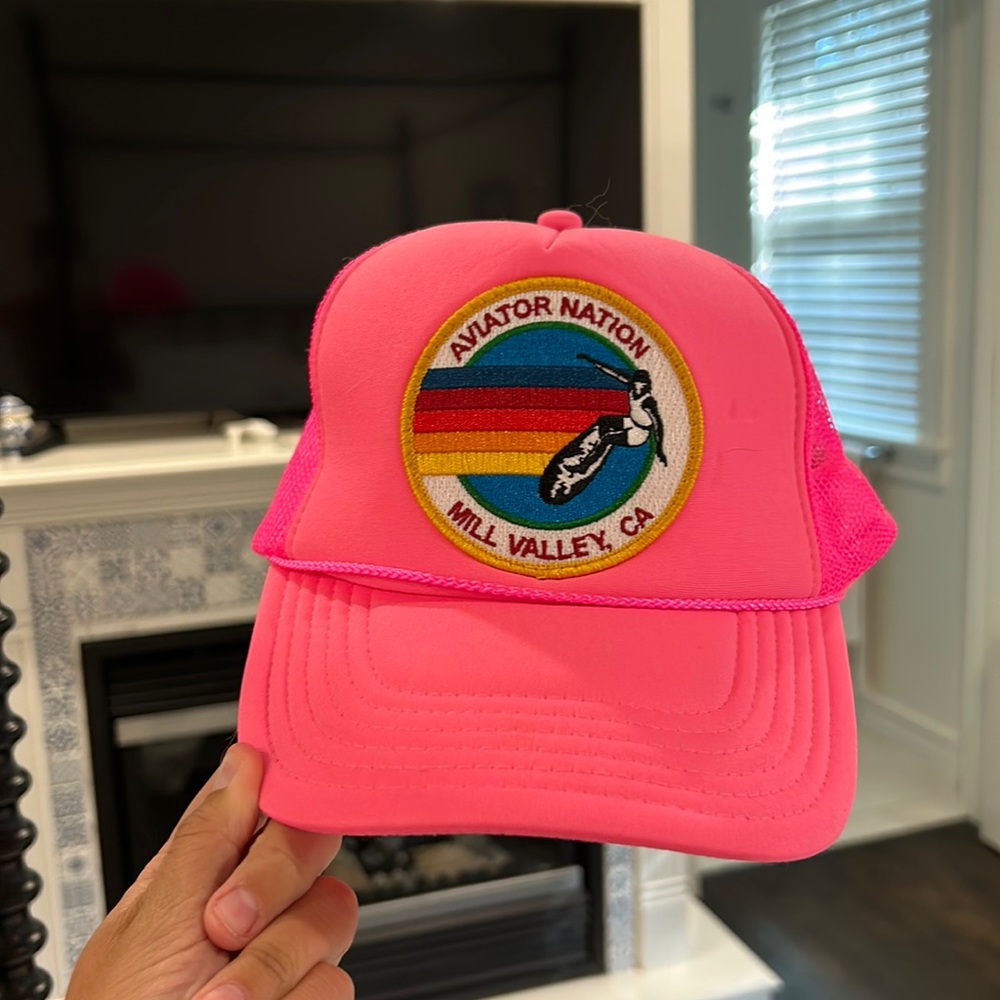 Neon pink Aviator nation, trucker hat